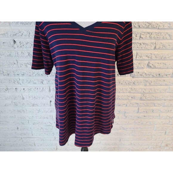 Isaac Mizrahi Live QVC Womens Top 1X Plus Tee Blue Stripe Cotton STR151E - Picture 3 of 9